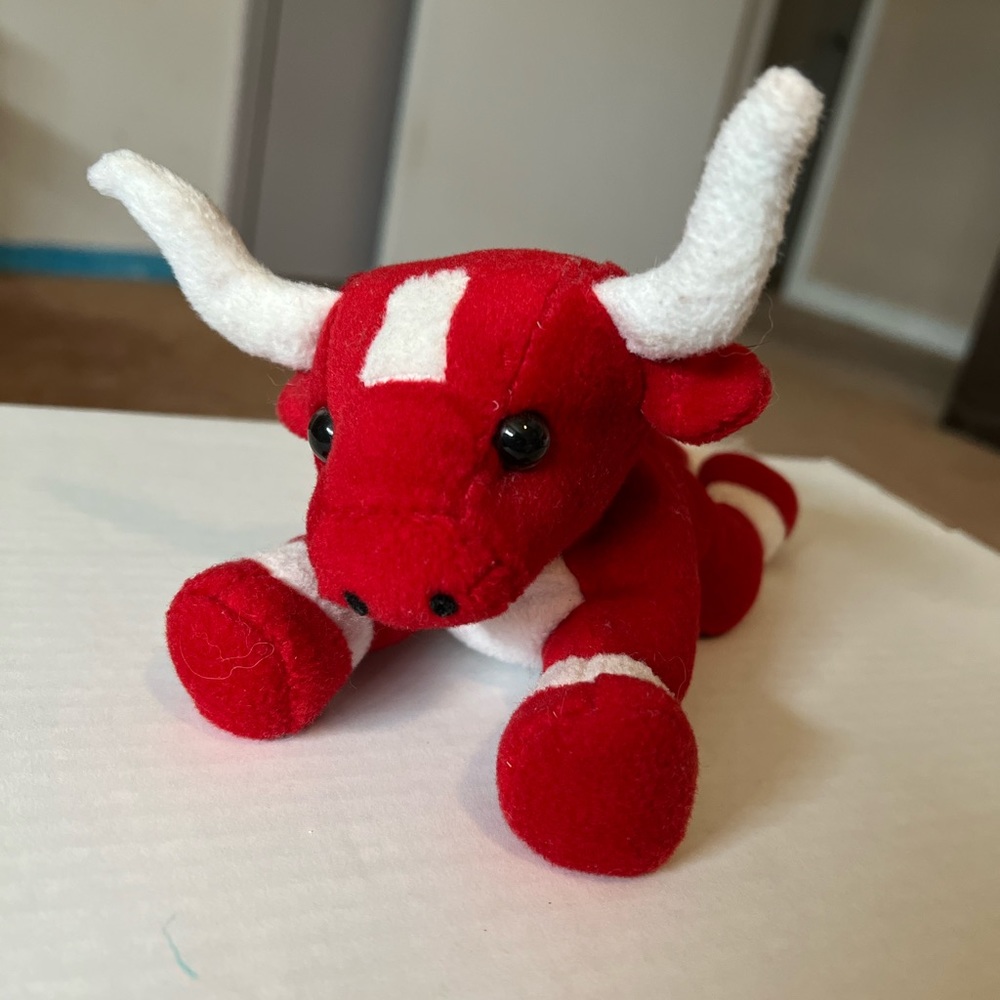 Red and White Longhorn Stuffed Animal